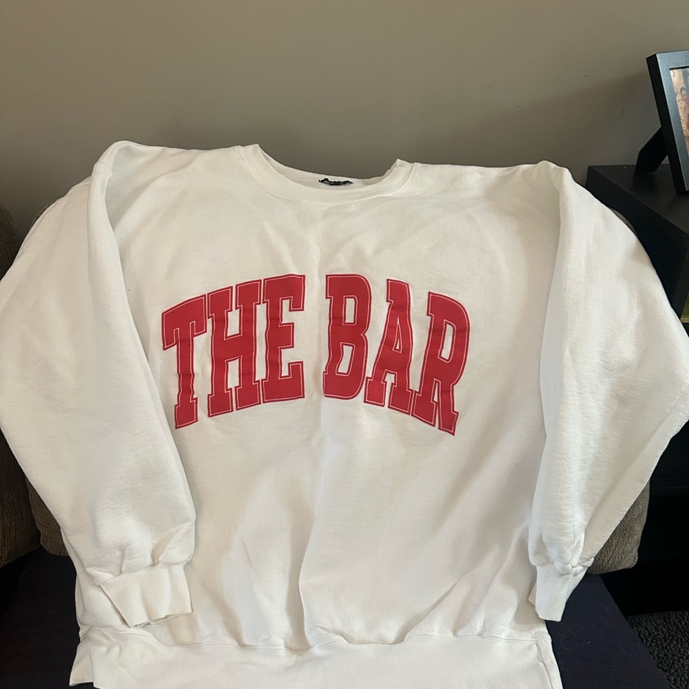 The Bar White Sweatshirt with Red Logo